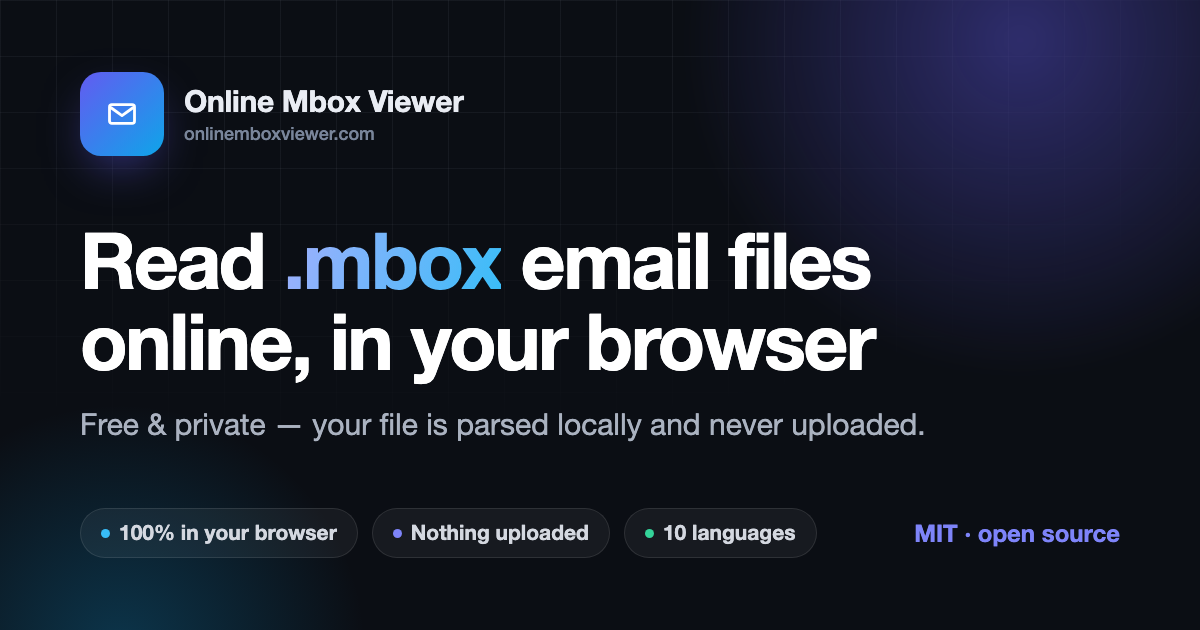 Free Online MBOX Viewer — open MBOX files in your browser — Online Mbox ...
